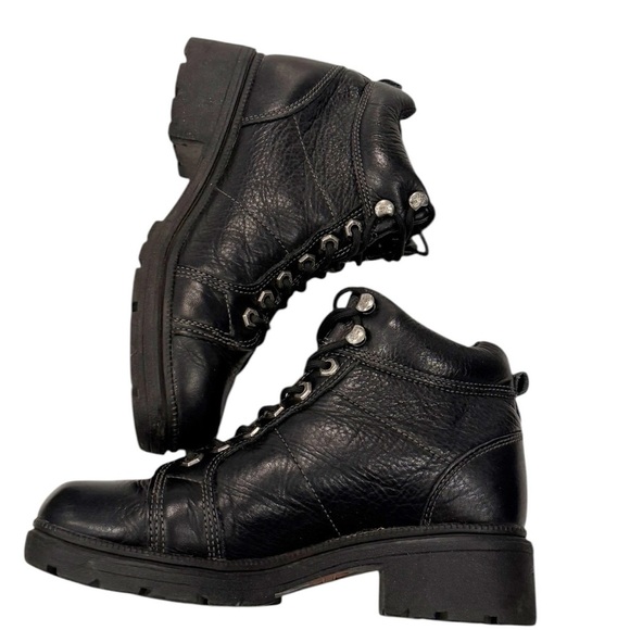 Harley-Davidson Tyler Moto Boots Women’s Black Leather Laces Logo Size 8.5 - Picture 5 of 10
